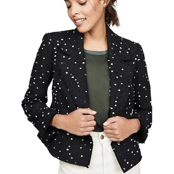 Rebecca Taylor Black Polka Dot Double Breasted Tweed Jacket - Picture 1 of 8